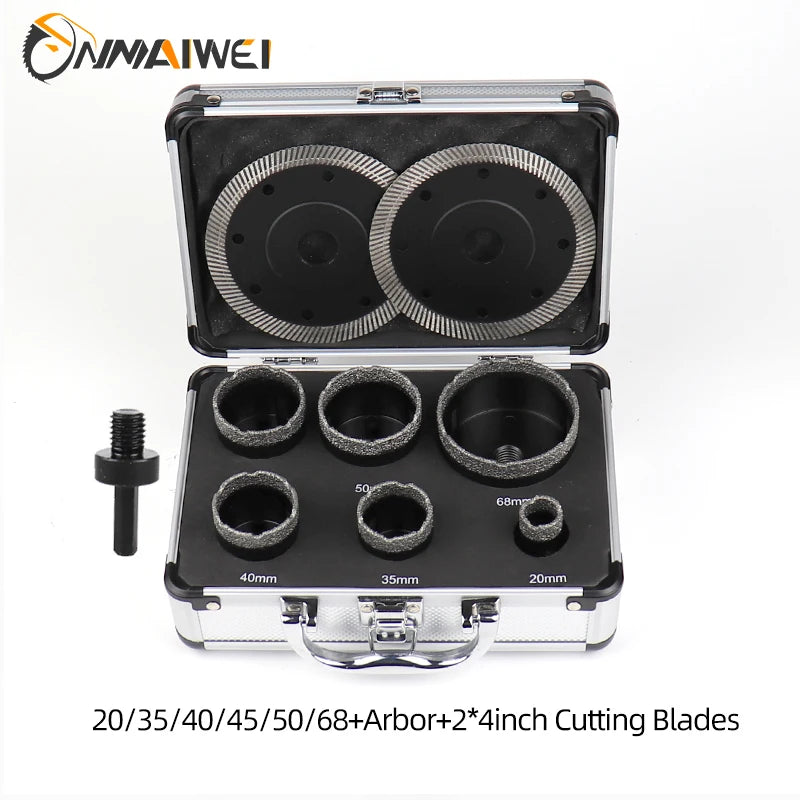 7pcs Angle Grinder Bit Diamond Hole saw Dry Vacuum Brazed Drilling Core Bits Set Porcelain Tiles Granite Marble Hole Saw