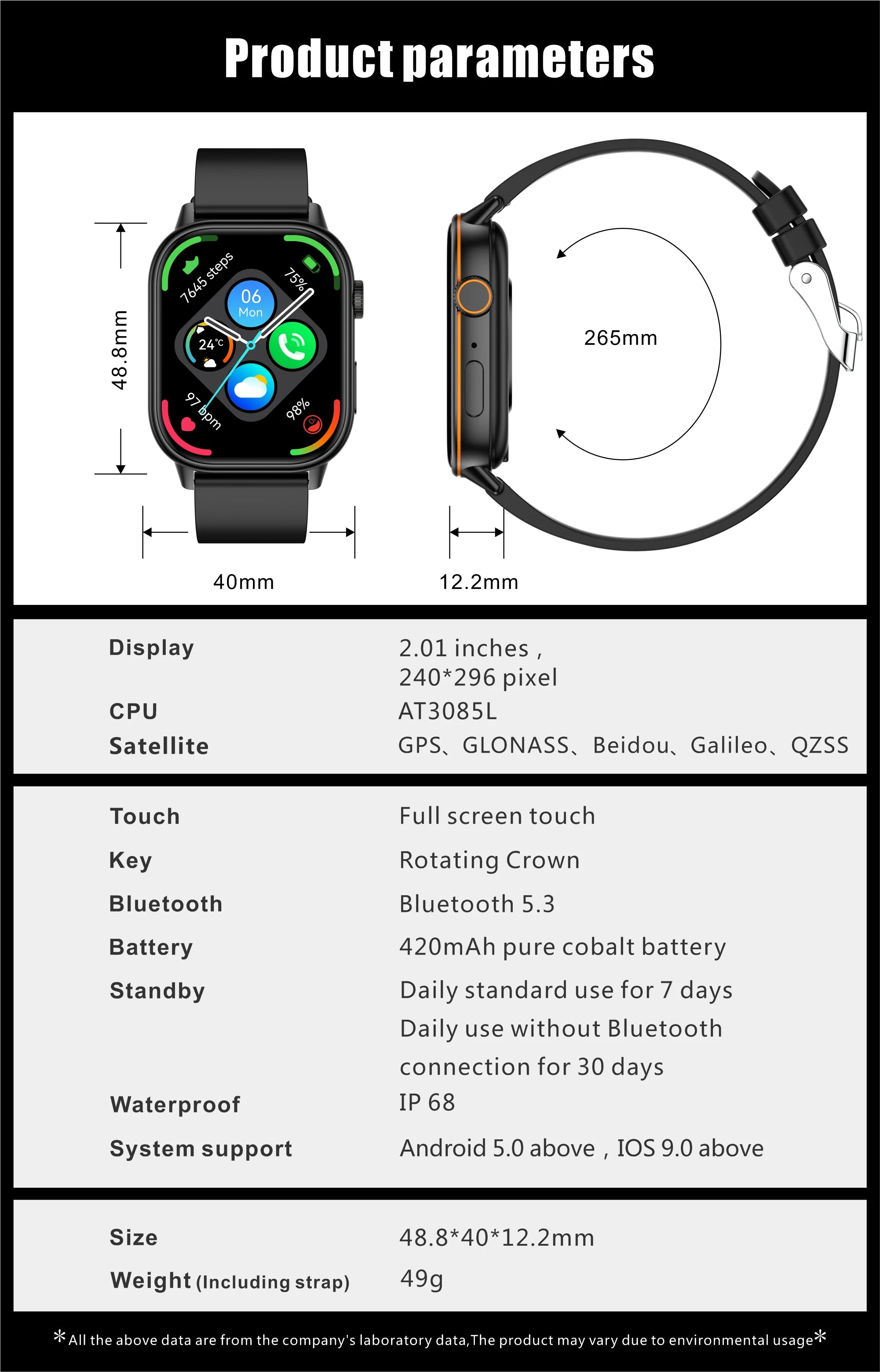 Multi-function AMOLED IP67 Smart Watch for Men and Women