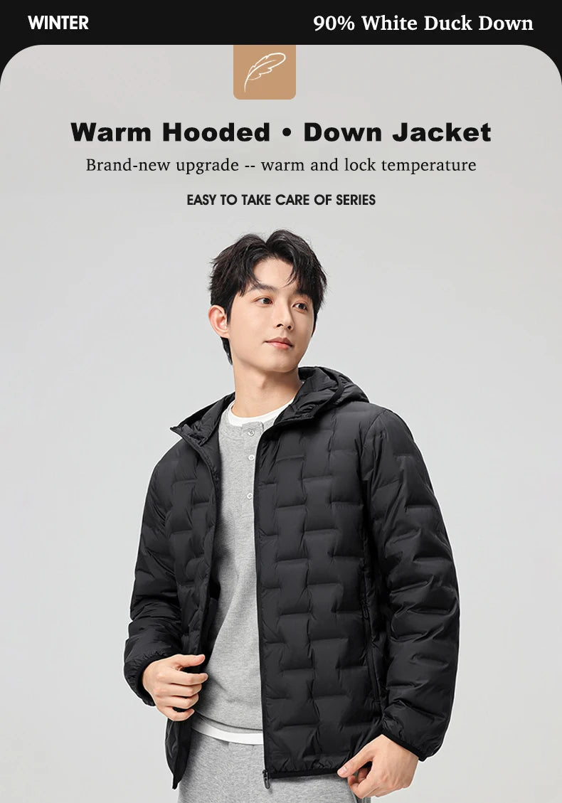 Men's waterproof down jacket keeps warm outdoors