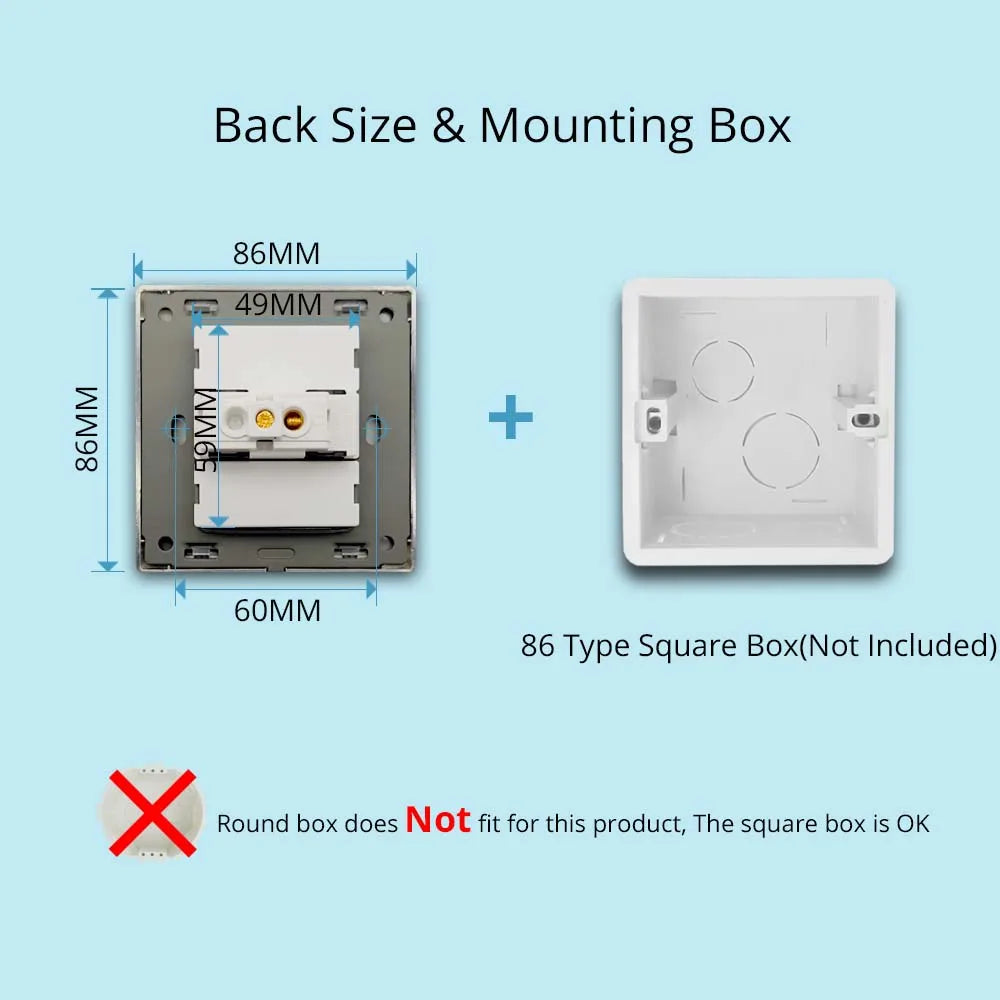 2-way wall light switch, stainless steel, LED.