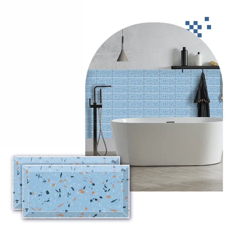 Waterproof PVC Marble Pattern Glossy Tiles 10x20cm