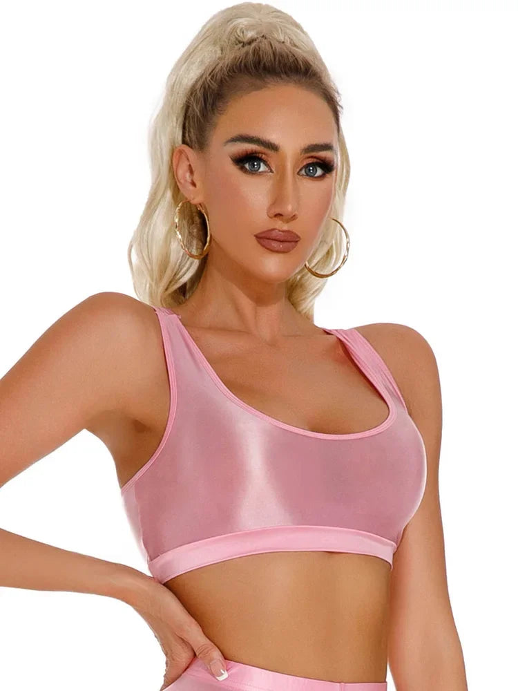 Women's Sexy Crop Top Bodycon Sports U-Neck
