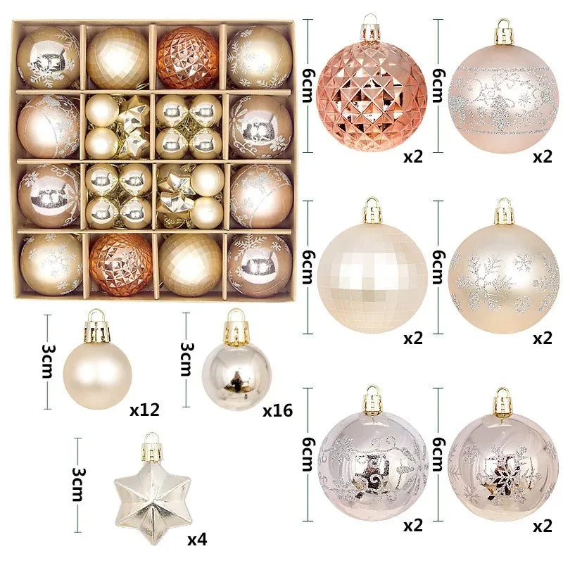 Christmas Balls for Tree Decoration 44 Pieces 3/6CM