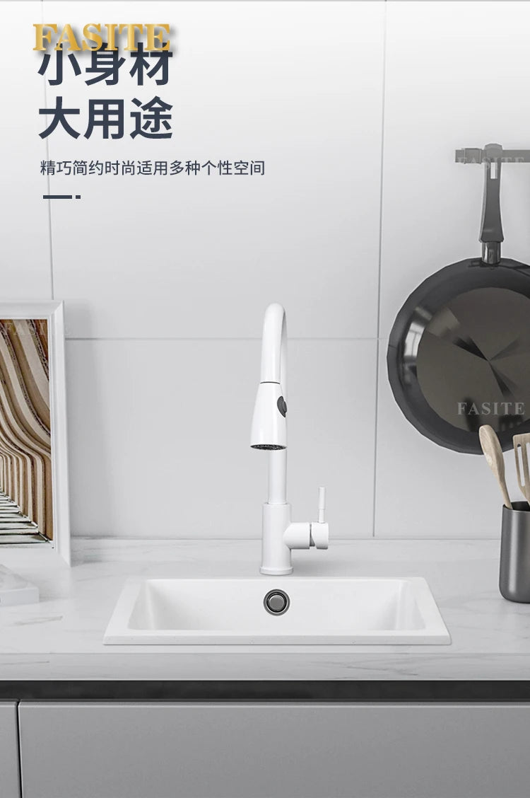 Bar counter square white quartz stone sink size single under counter kitchen vegetable basin - Daisan Mart