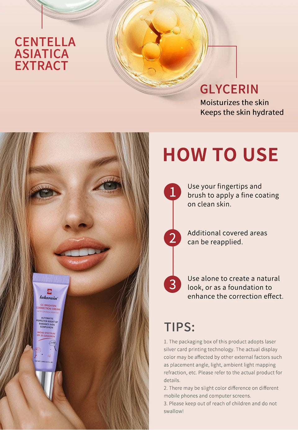 CC Cream Centella High Coverage Foundation Foundation Cream for Face Base Makeup Color Changing Liquid Foundation Korean Makeup