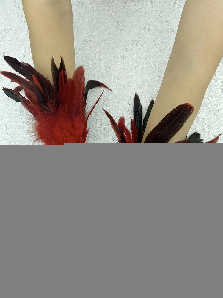 Natural Feather Sleeve Cuffs Gloves Party Cosplay Lace Wrist Cuffs Fur Sleeve Furry Accessories Carnival Stage Show Costume - Daisan Mart
