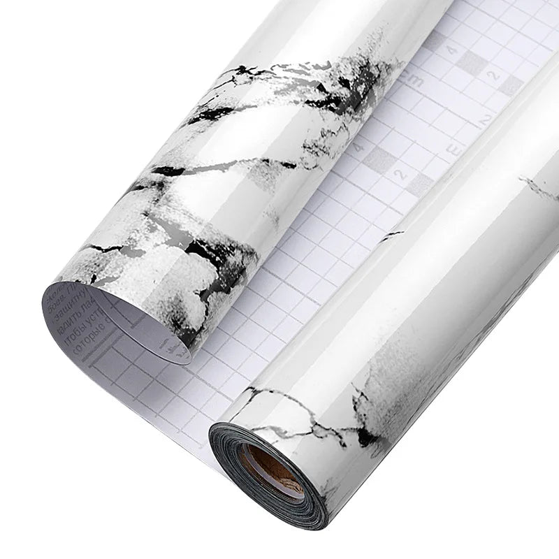 60cm Marble Vinyl Film Self Adhesive Wallpaper Bathroom Kitchen Cupboard Countertops Contact Paper PVC Waterproof Wall Stickers