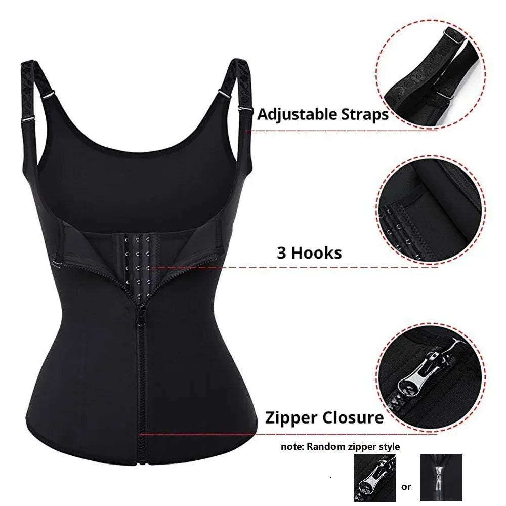 Waist Trainer Tank Top For Women Zipper Body Shaper Tummy Control Sleeveless Top, Women's Activewear Body Shaping Underwear - Daisan Mart