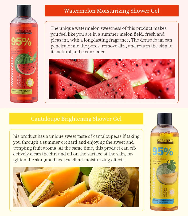 300ml Organic Fruit Infusion Shower Gel Body Lotion Skin Beautifying Wash Bath Brightening Delicate Smooth Care Cream