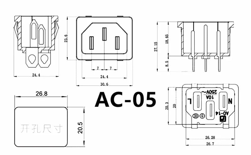Ổ Cắm Điện Đen Rewirable 10A 250V C13 C14 PDU UPS - Daisan Mart