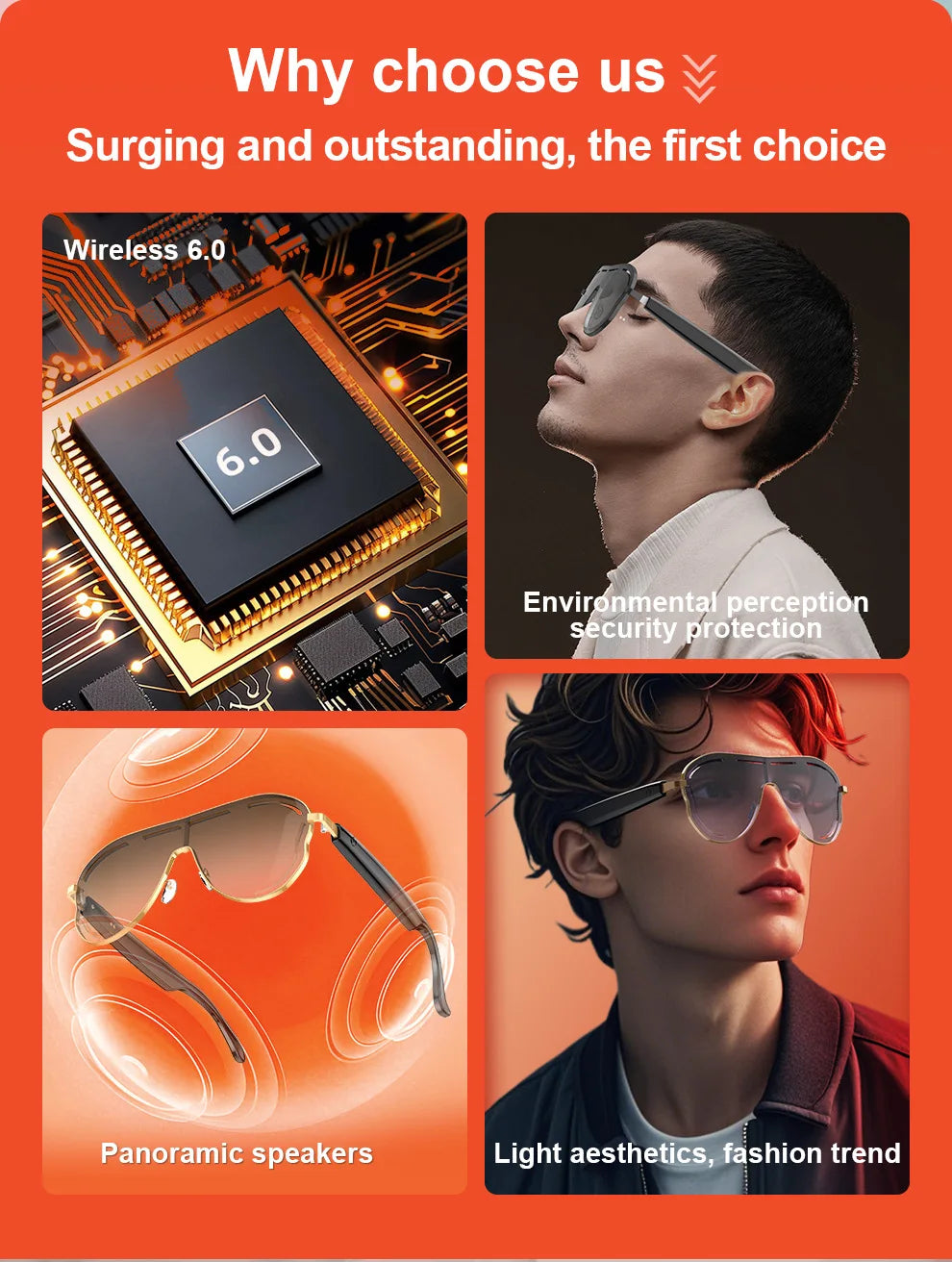 YHA17 AI Translation Smart Glasses EU USA Large Frame Sunscreen Color-changing Stainless Bluetooth Audio Sunglasses Work Glasses - Daisan Mart