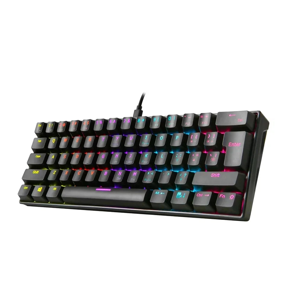 Bàn phím cơ 61 phím RGB Ergonomic cho game thủ