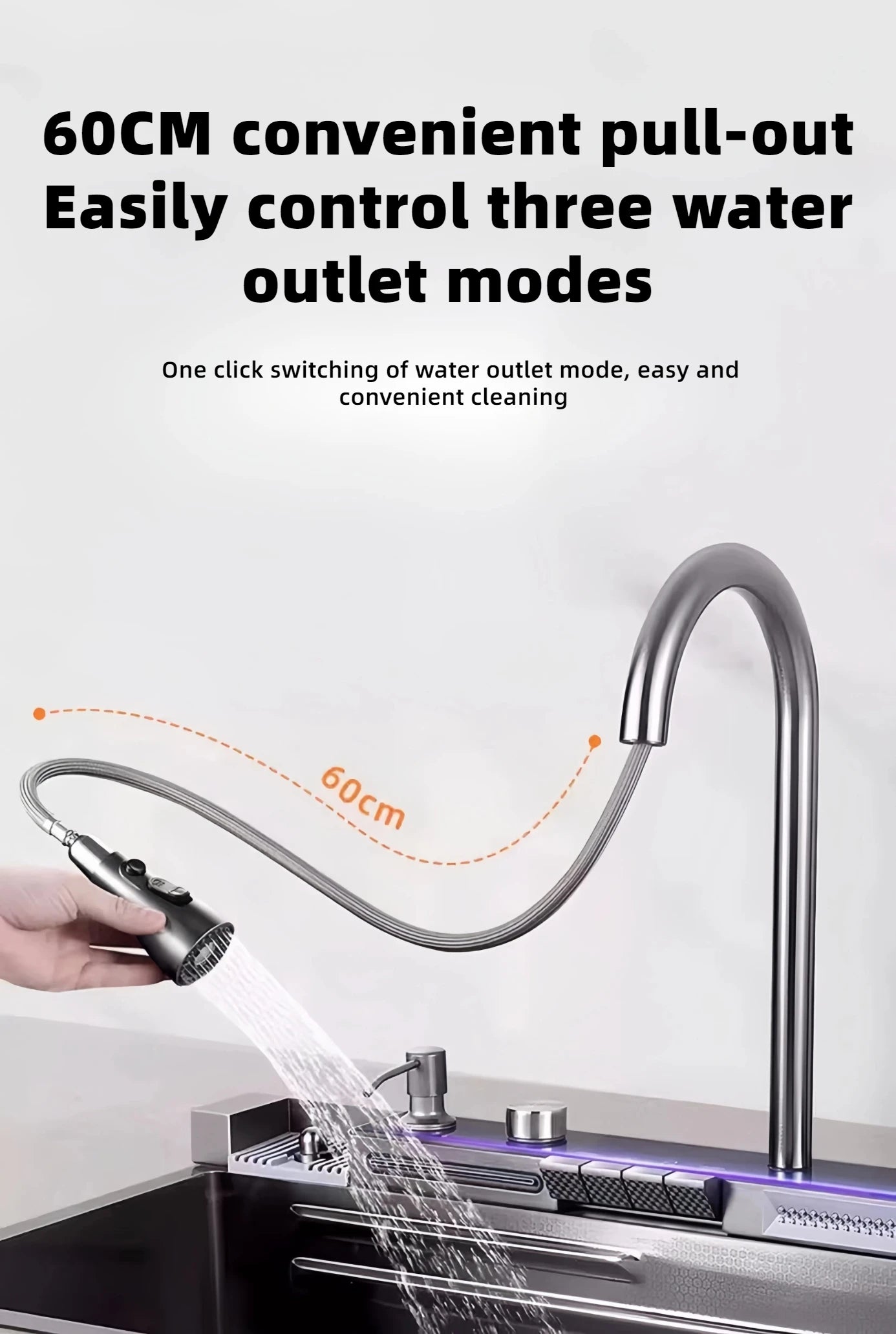 304 Multi-Function Sink with LED Light &amp; Digital Display