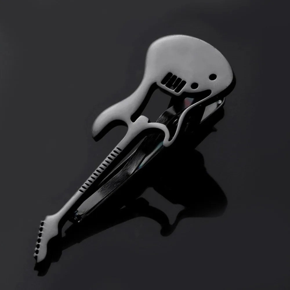 Punk Style Titanium Guitar Musical Note Tie Clip