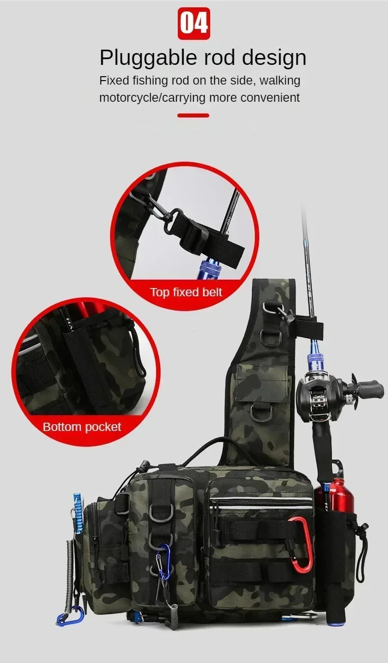 Ba lô Đựng Đồ Câu Cá Đa Năng Kèm Hộp & Giá Đỡ Cần