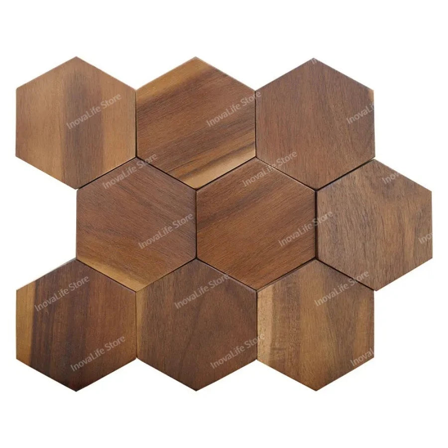 Ốp Tường Gỗ 3D Lục Giác - Trang Trí TV 30x26cm - Daisan Mart