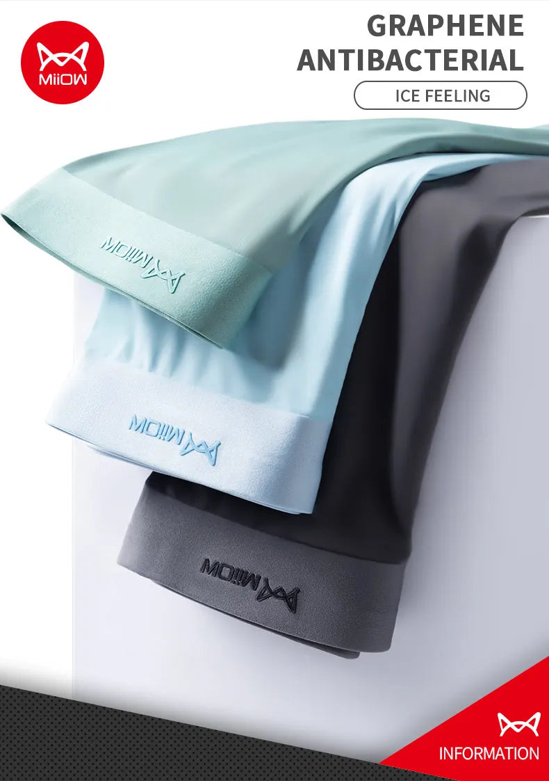 MiiOW Men's Underwear 3PCS Cold Silk Antibacterial L-5XL
