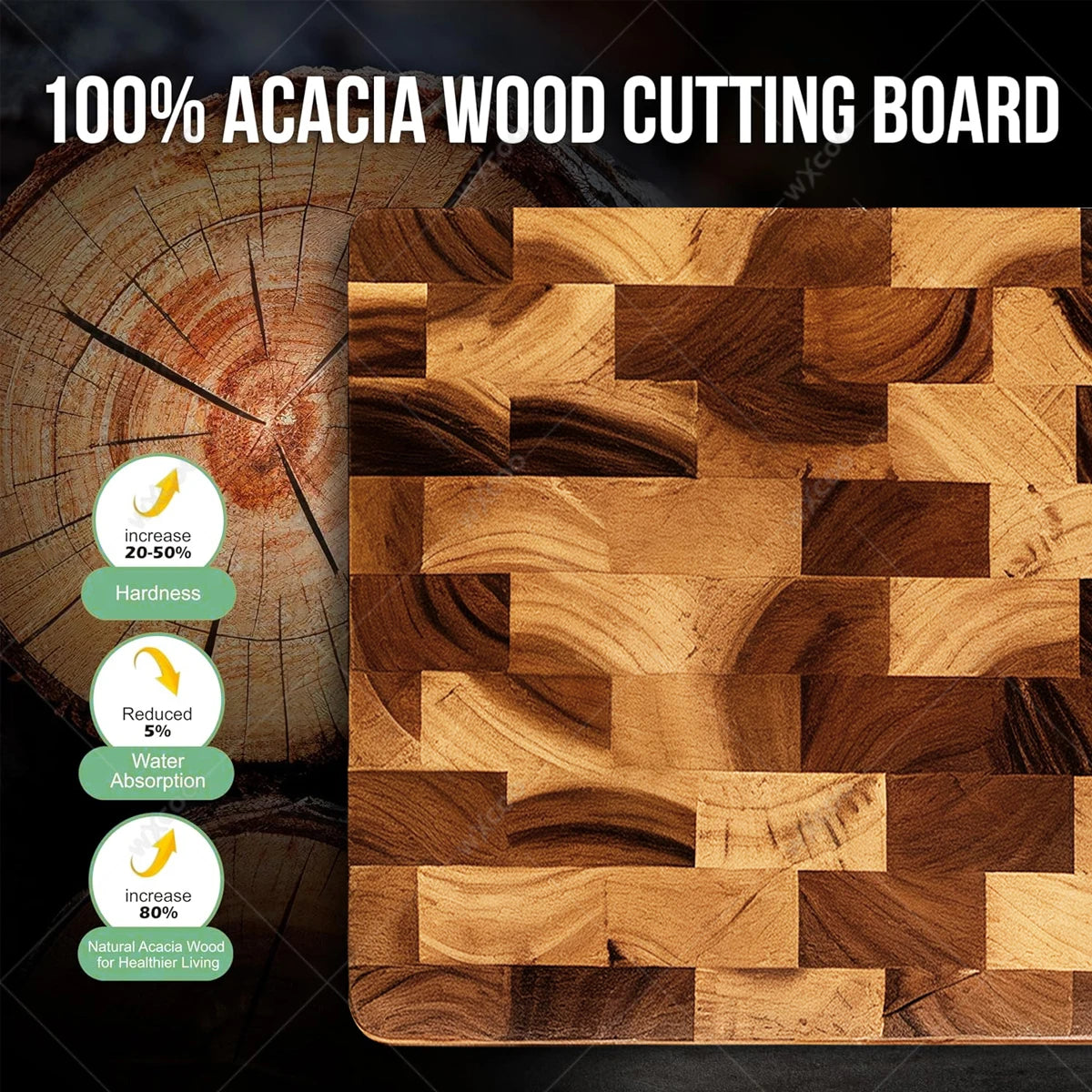 Multi-purpose Acacia Wood Cutting Board &amp; Stainless Steel Knives and Cutlery Set for Kitchen