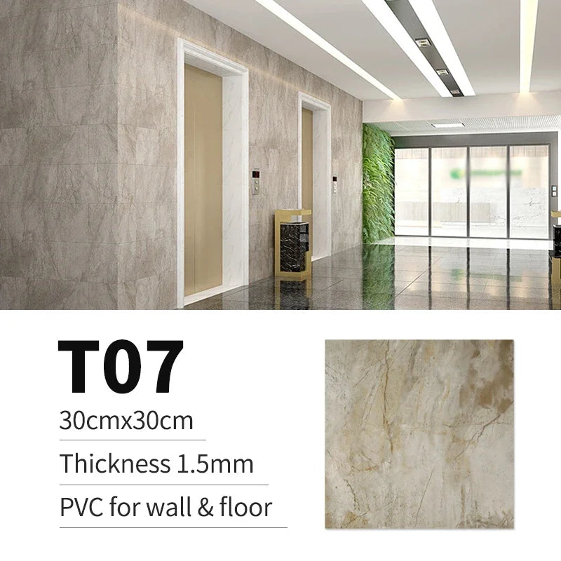 10/20/30pcs of PVC Imitation Marble Floor Stickers Self-adhesive Wall Stickers Waterproof Bathroom Decoration Decals 30*30cm
