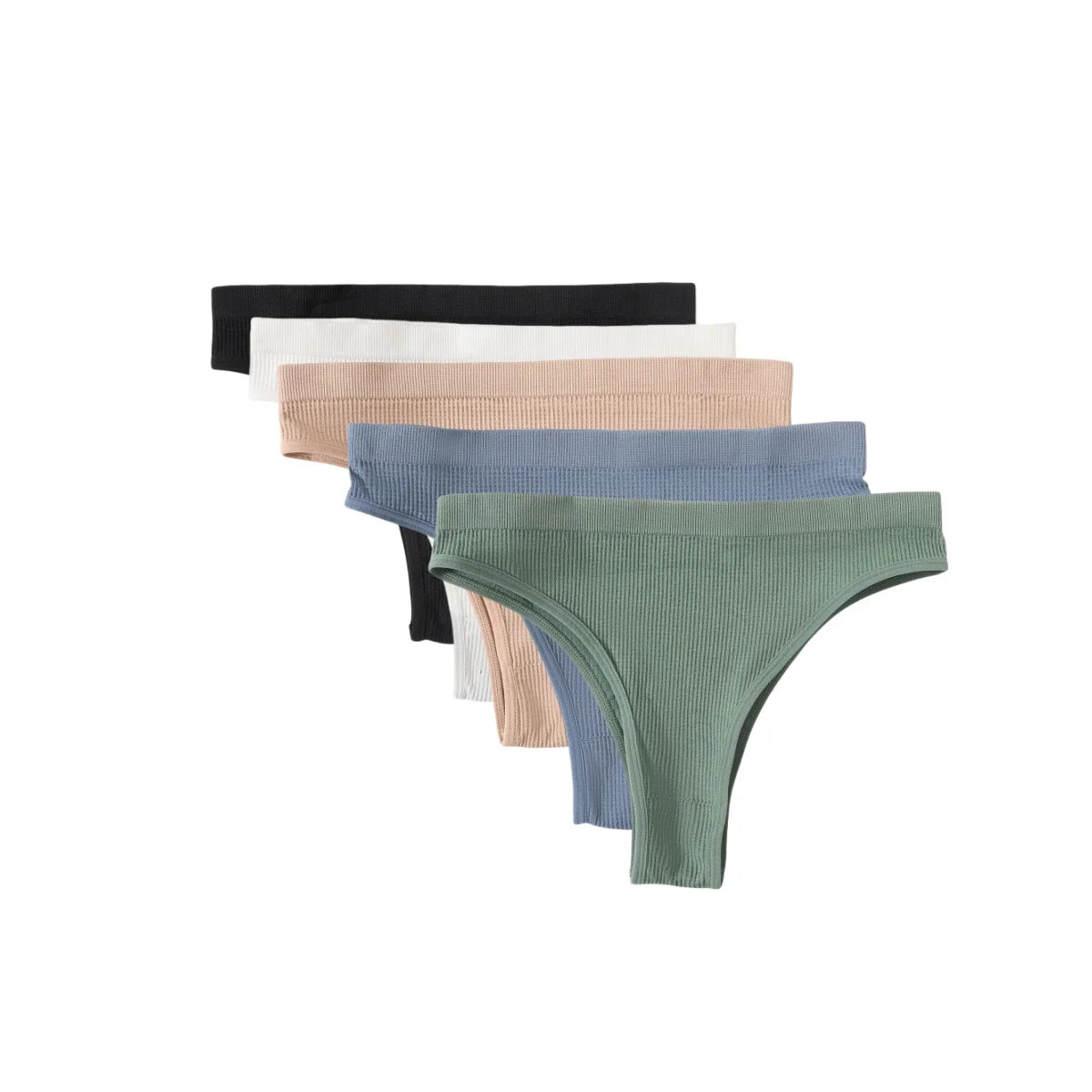 5Pcs/Set Seamless Briefs Women Brazilian Panties Sexy Lingerie Female Underpants Low Rise Bottom Solid Color Underwear ML