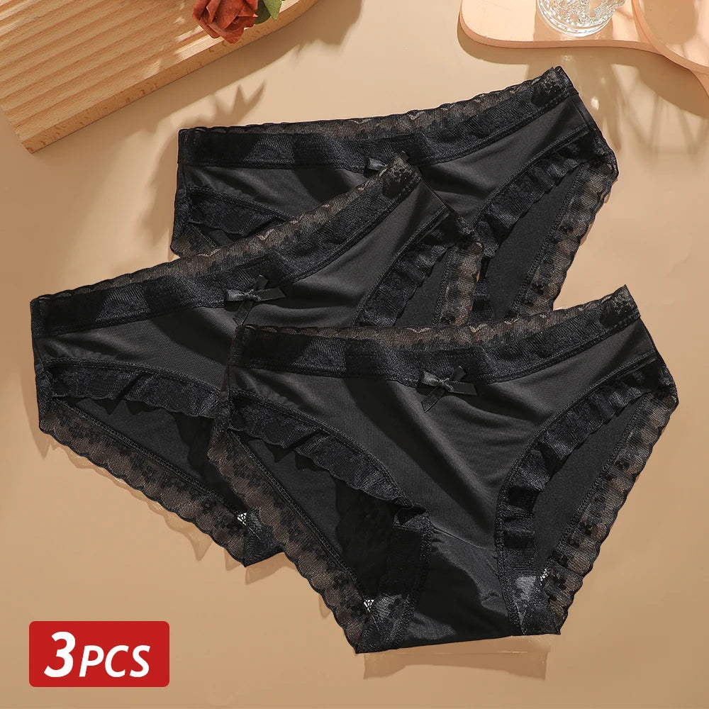 3 Pieces Women's Underwear, Thin, Cool, Sexy, Summer, Cold Silk