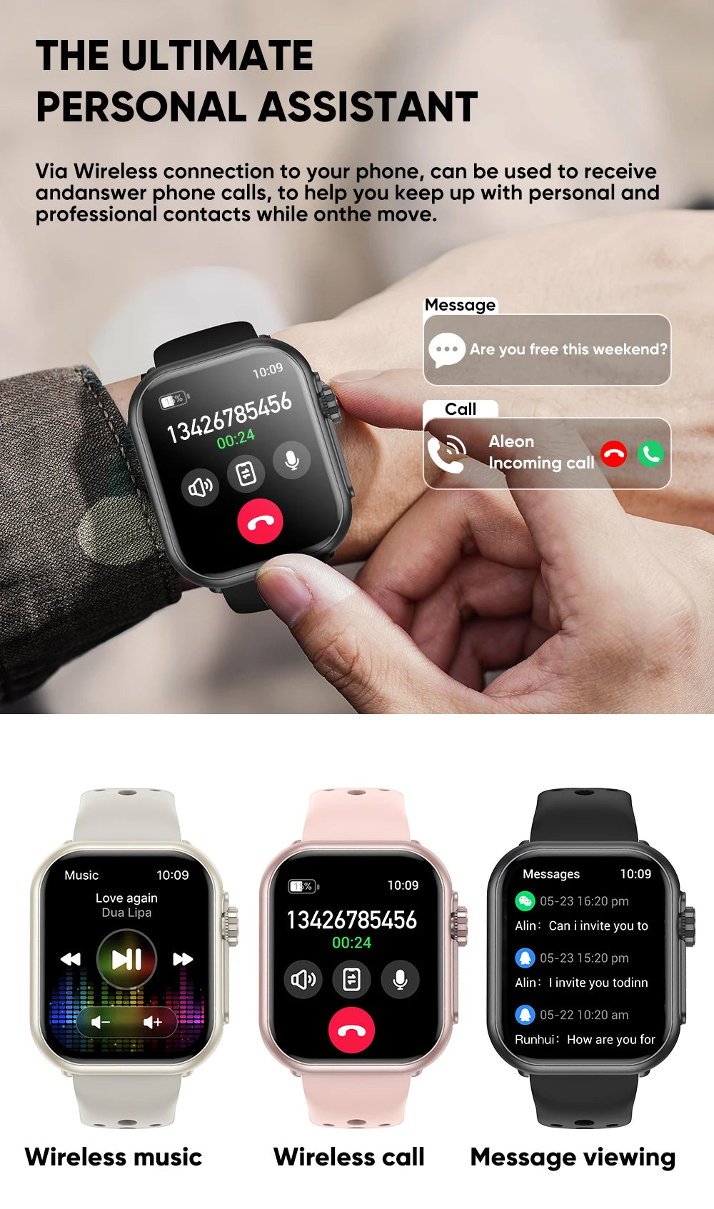 2025 AMOLED 1.85 IP68 Fashion Smart Watch