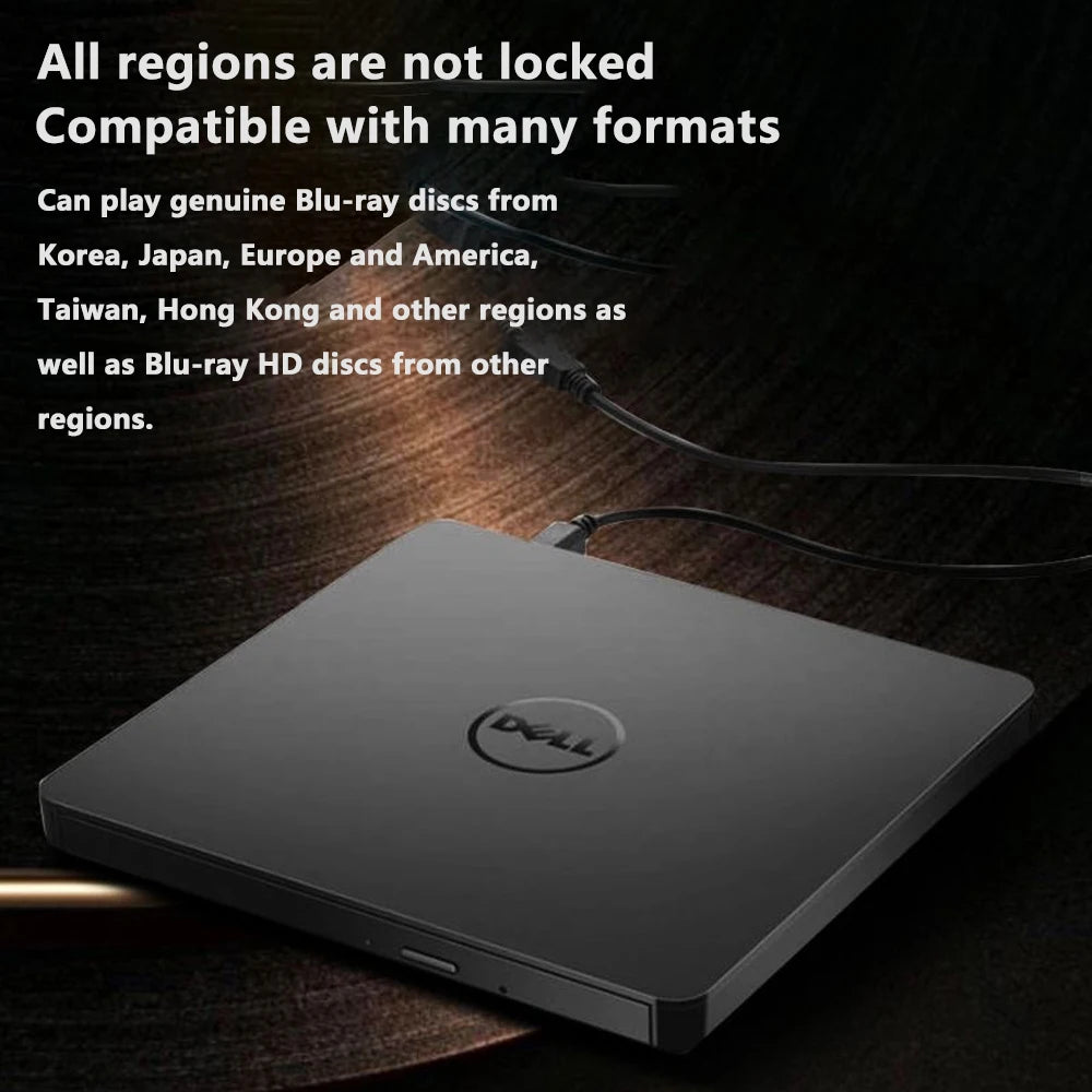 Dell External 4K Blu-ray Burning Drive BD516USB3.0 CD/DVD/BD Burning Compatible with Desktops Laptops
