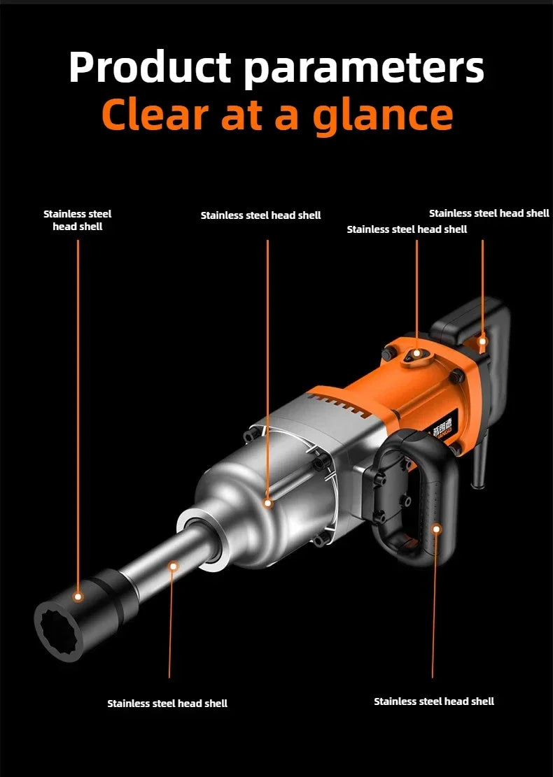 Electric Wrench 220V Plug-in High Power Auto Repair Tower Crane Industrial Grade High Torque Heavy Impact Electric Air Cannon