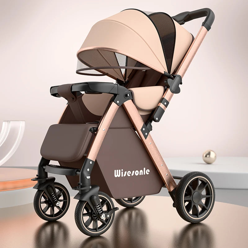 High-end folding 2-way baby stroller, sitting and lying