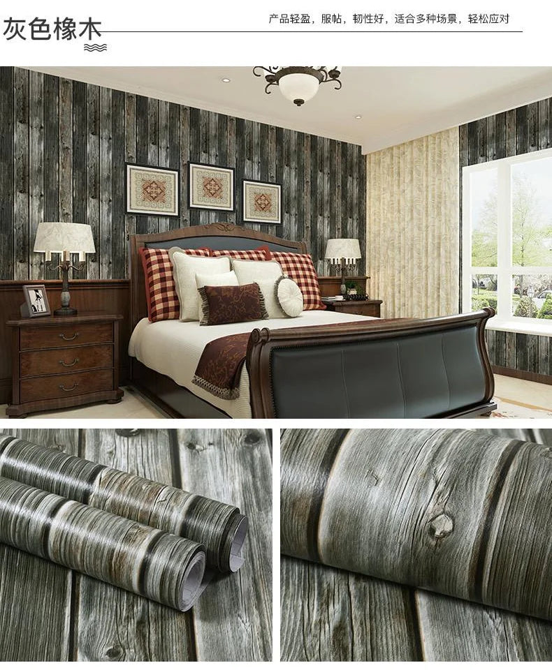 Giấy Dán Tường Vân Gỗ Chống Nước Tự Dính PVC