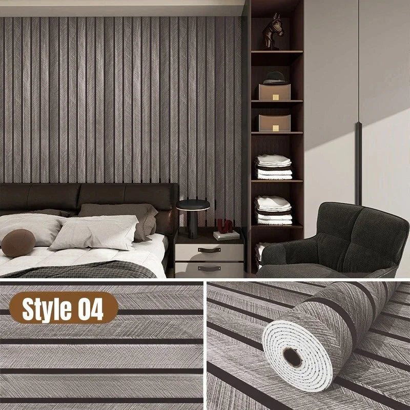Vintage Self Adhesive Foam Wall Sticker with Grille Pattern Self-Stick Decor for Bathroom Kitchen Ceiling Wood Grain Wallpapers