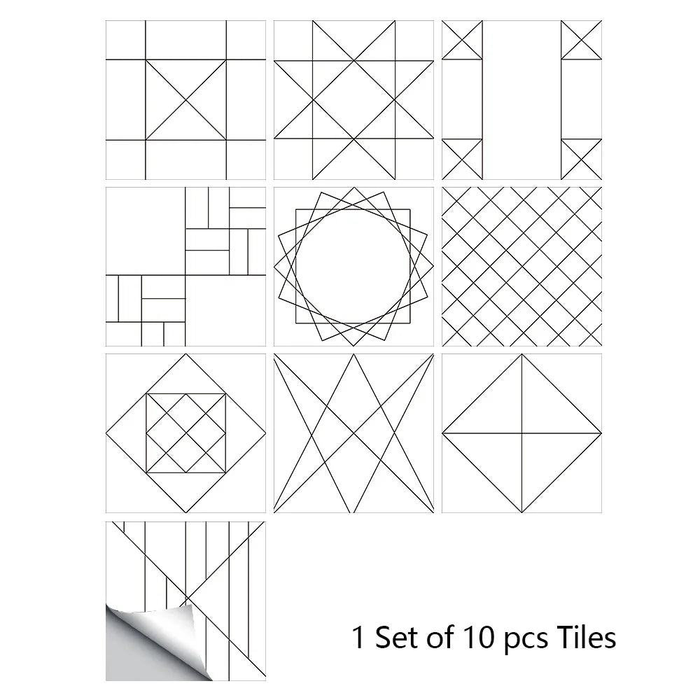 10 Pieces PVC Blue Gray Brick Wall Stickers