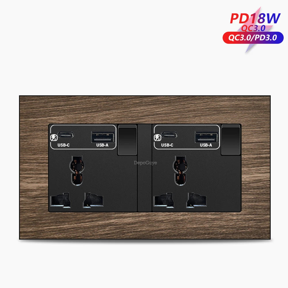 Ổ Cắm Tường Đa Năng 18W Sạc Nhanh Type-C & USB - Daisan Mart
