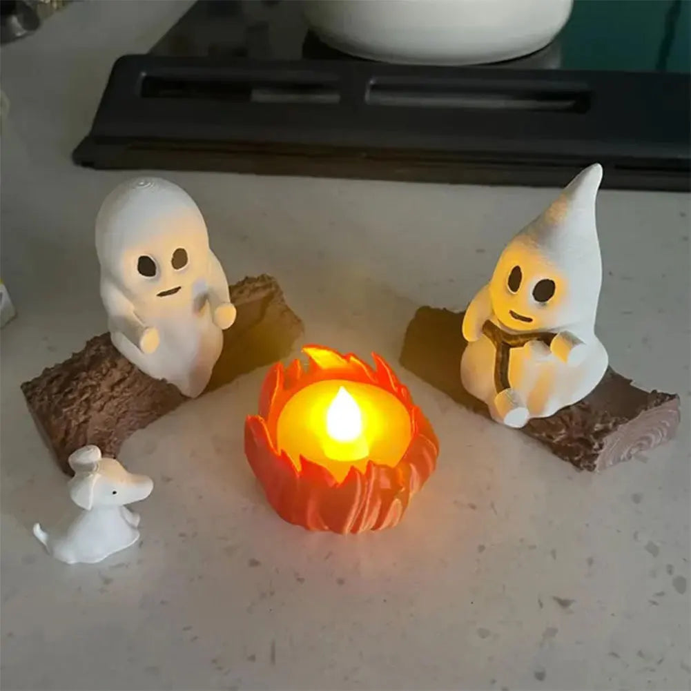 3D LED Ghost Campfire Lamp Cute Halloween Decoration