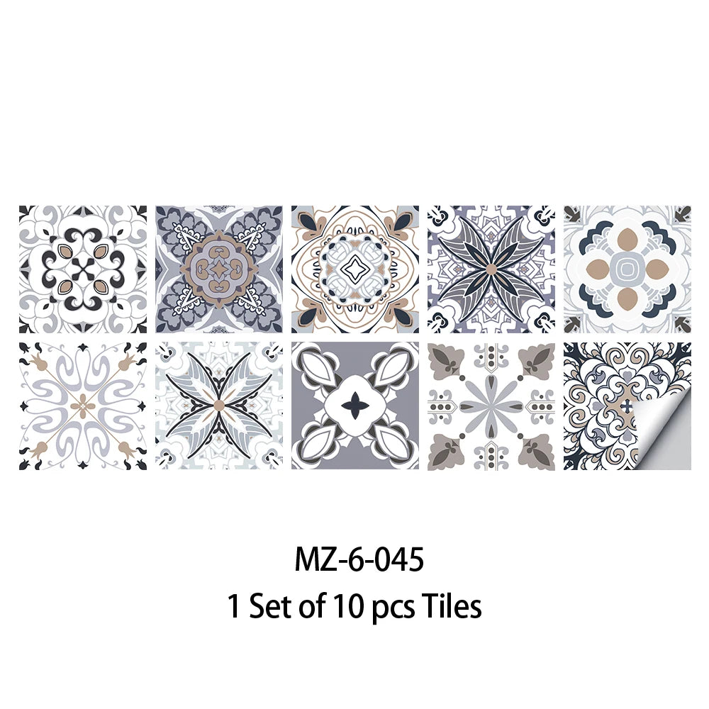 10pcs Blue &amp; Gray Matte Surface Wall Sticker Film For Tiles /Ground in Kitchen Backsplash Floor PVC Art Wallpaper Peel &amp; Stick