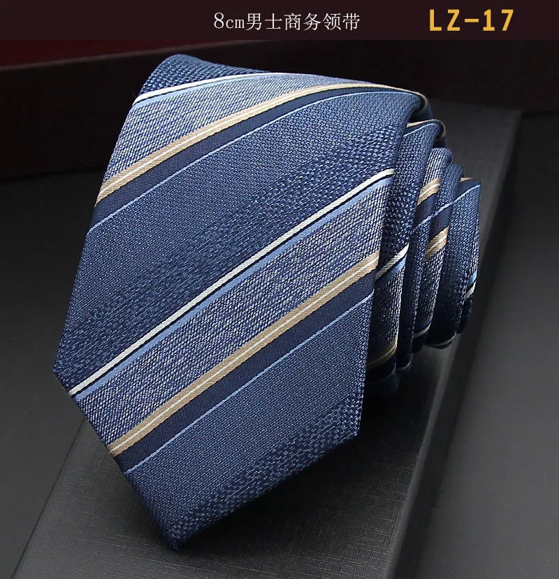 高品質藍色絲質領帶 8厘米