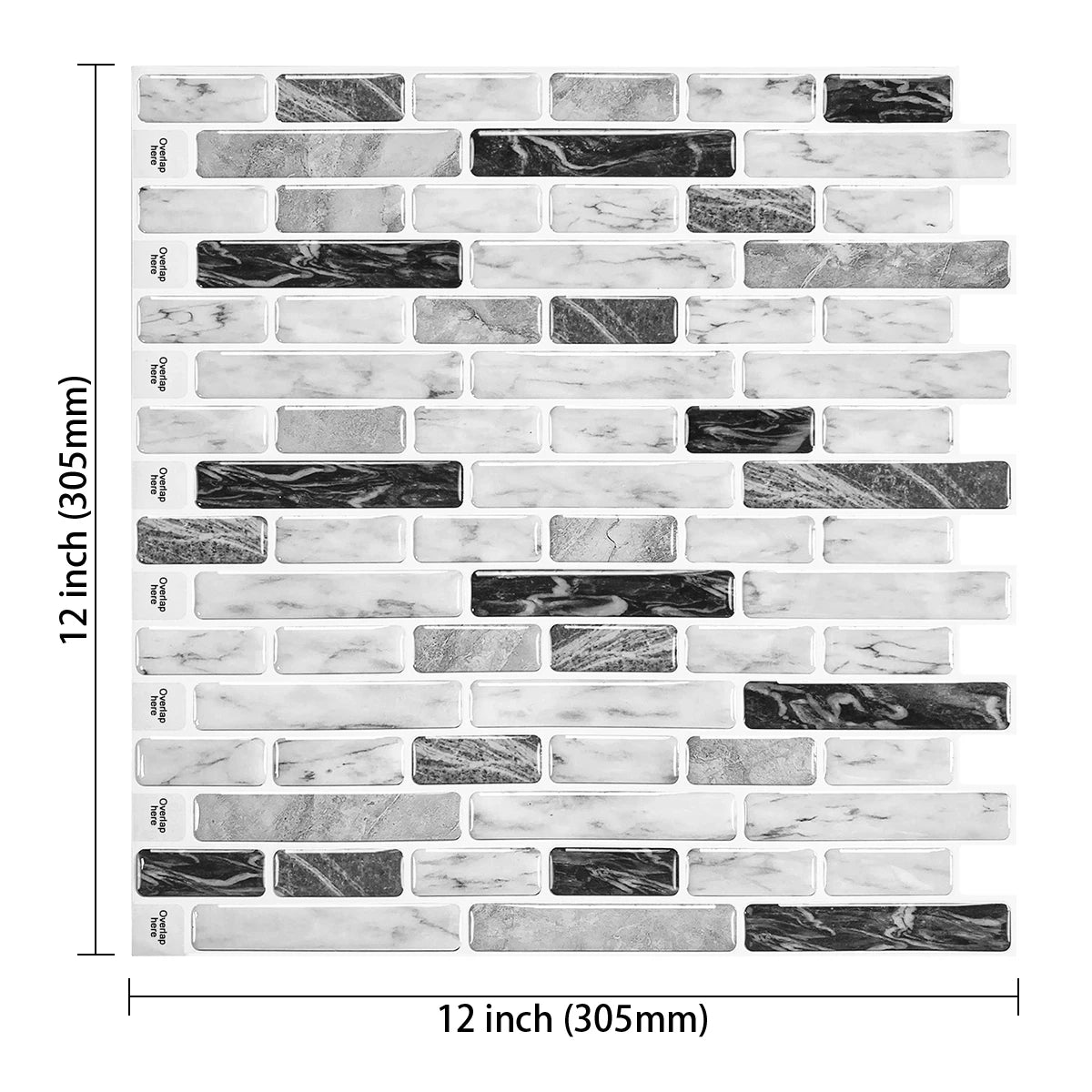 5PCS 3D Wall Tile Stickers Kitchen Backsplash Waterproof Heat Resistant Wallpaper 12x12 Inch Strong Adhesive for Home Decoration