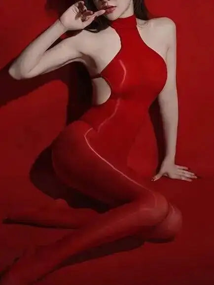 Sexy Backless Glossy Bodysuit 6D Horse Oil ZNZ1