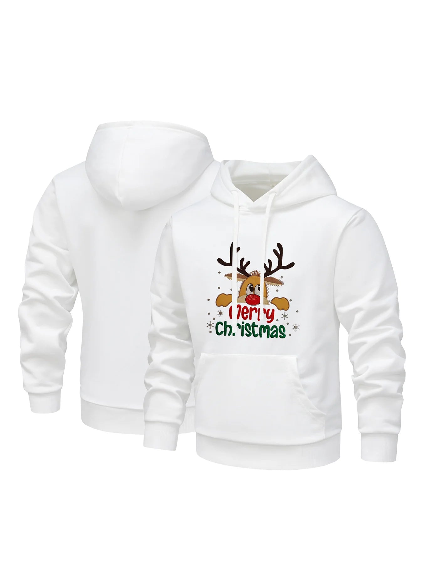 Men's and Women's Hoodie with Embroidered Pockets, Long Sleeve, Warm