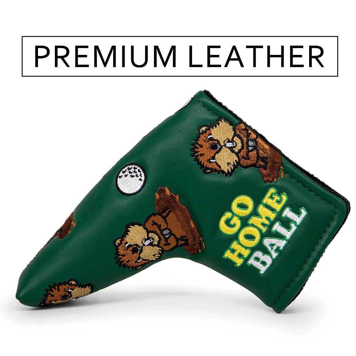 Groundhog Premium Embroidered Green Leather Golf Club Cover