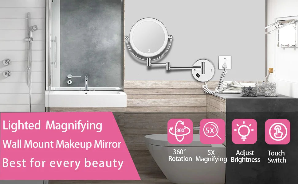 High-end Gold-Plated LED Folding Makeup Mirror