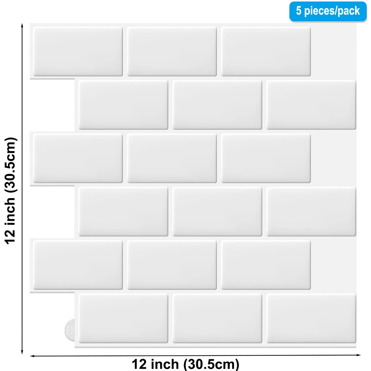 5/10pcs 3D Waterproof Kitchen Wall Sticker 12*12 inch Strong Adhesive Peel And Stick Tiles Home Wallpaper