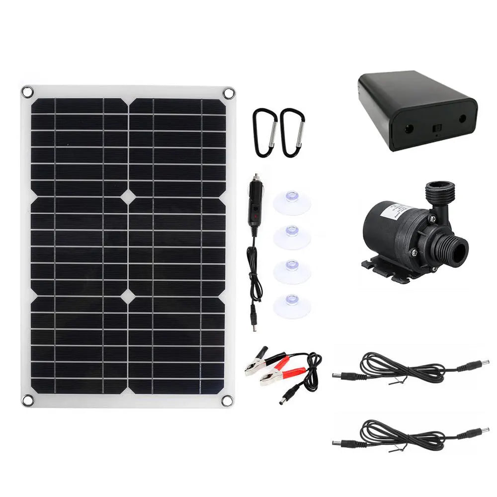 500W 800L/H Solar Panel Power Bank Water Pump Set Ultra-quiet Submersible Water Pump Motory Fish Pond Garden Fountain Decoration - Daisan Mart
