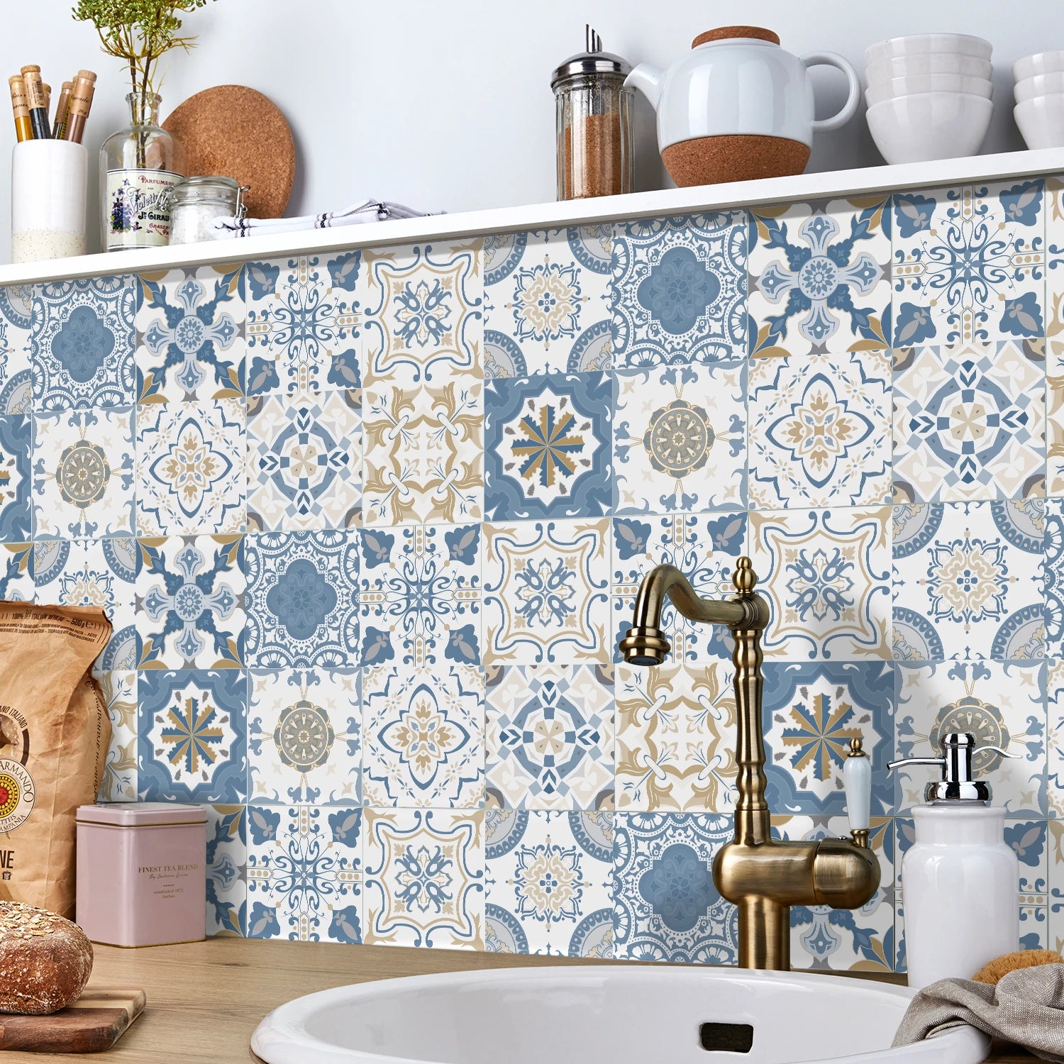 24pcs/set Light Color Tiles Sticker Wall Stickers Kitchen Bathroom Home Renovation Wallpaper Waterproof Self-adhesive Wall Decal