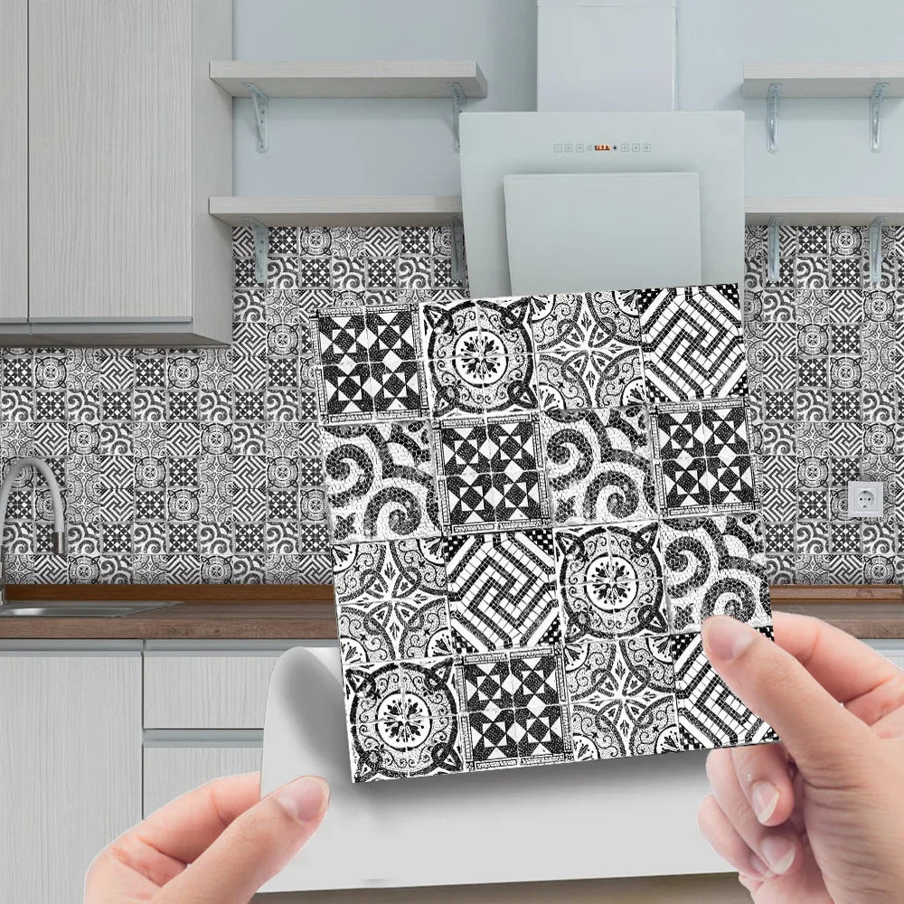 10pcs/set 3D Mosaic Tiles Sticker Self Adhesive Waterproof Wall-Tiles for Kitchen Bedroom Bathroom Walls Backsplashes Decoration