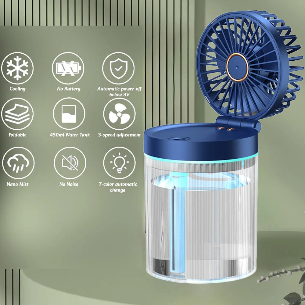 Spray cooling fan mini electric fan Summer Humidification spray fan portable mobile mini humidification fan