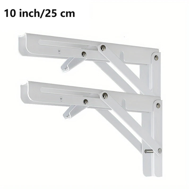 2PCS Sturdy Steel Folding Shelf Brackets Wall-Mounted Design for Workbench Table, Table Shelves Angle Bracket Home Hardware - Daisan Mart