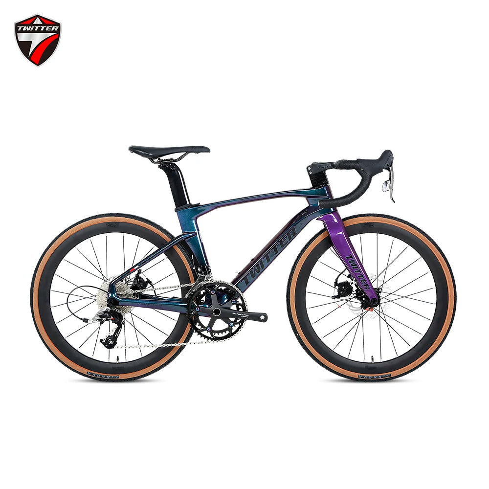 Twitter children's carbon fiber road bike 24 inch Hydraulic Disc Brake Road Racing Bicycle WheelTop GEX-12S student bicicleta