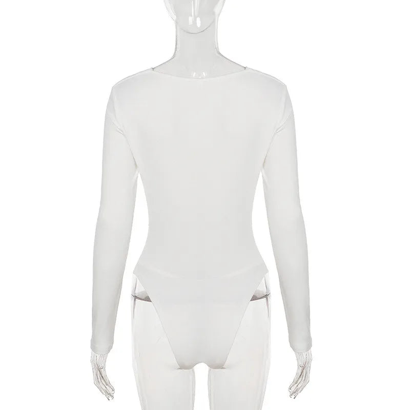 Áo Bodysuit Ren Trắng V Sâu Shestyle 2025 - Daisan Mart