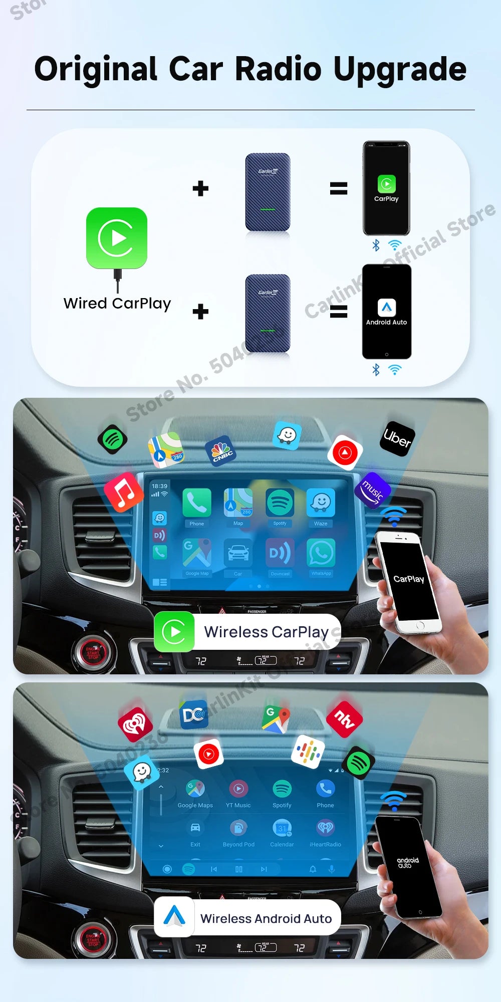 CarlinKit 5.0 4.0 3.0 CarPlay Wireless Dongle Activator Auto-connect For Audi Porshe Benz VW Volvo Toyota Plug&Play MP4 MP5 Play